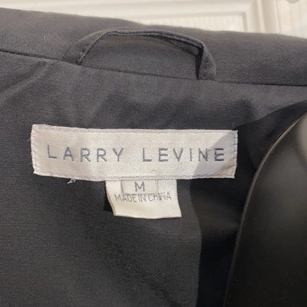 Larry Levine Button Down Black Mid Length Rain/Trench Coat Sz M